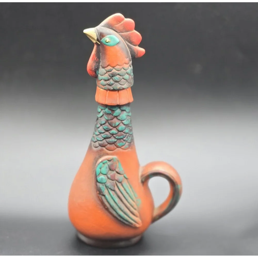 Vintage‎ Rooster Decanter with Cork Stopper Hand Painted